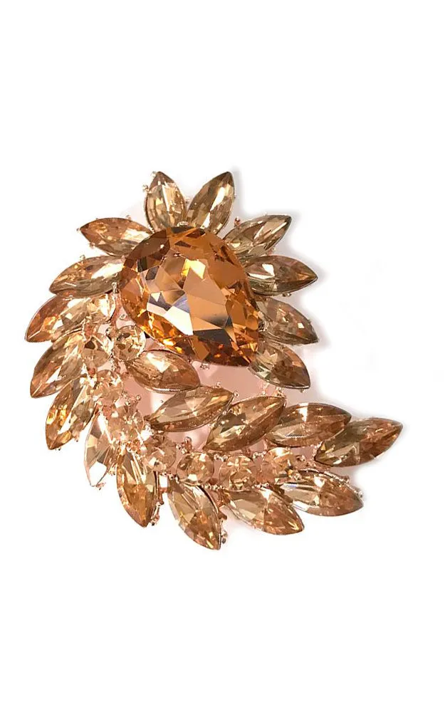 06233 Topaz Crystal Marquise Cluster Brooch