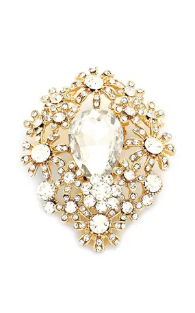 06411 Gold Clear crystal flower cluster brooch / pendant