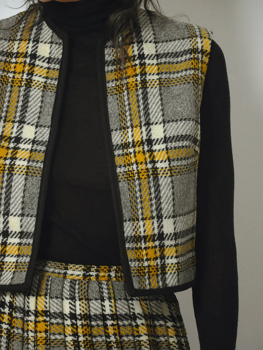 1950's Tartan Plaid Wool Skirt & Vest