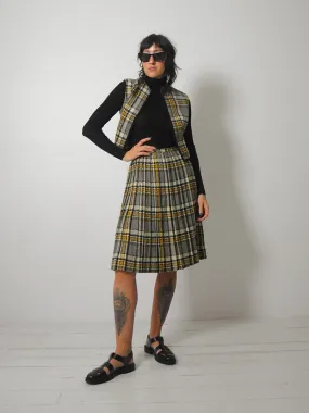 1950's Tartan Plaid Wool Skirt & Vest