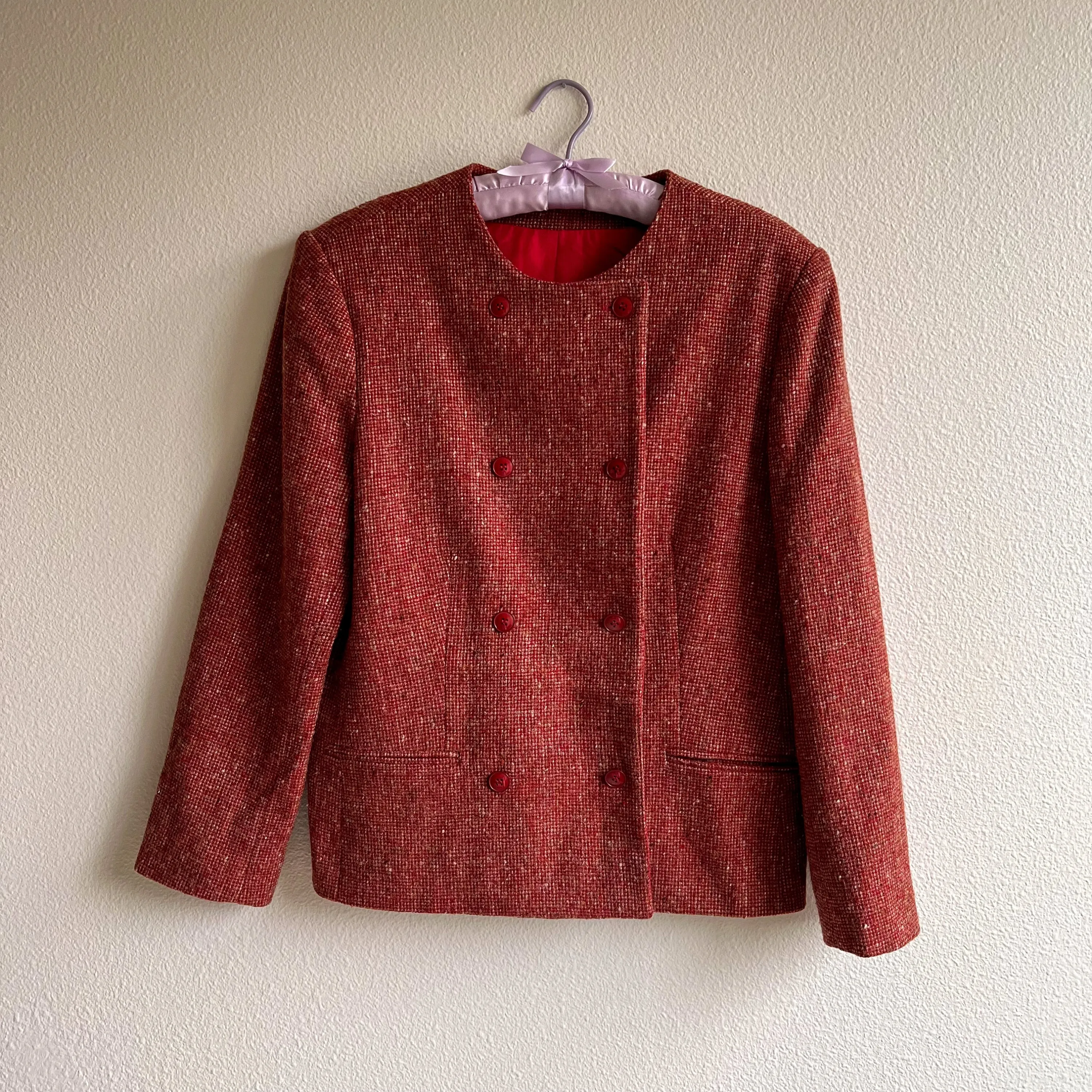 1980s Red Double Breasted Wool Blazer (M/L)