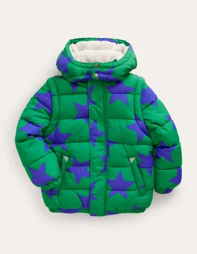 2-in-1 Padded Coat-Deep Green Star