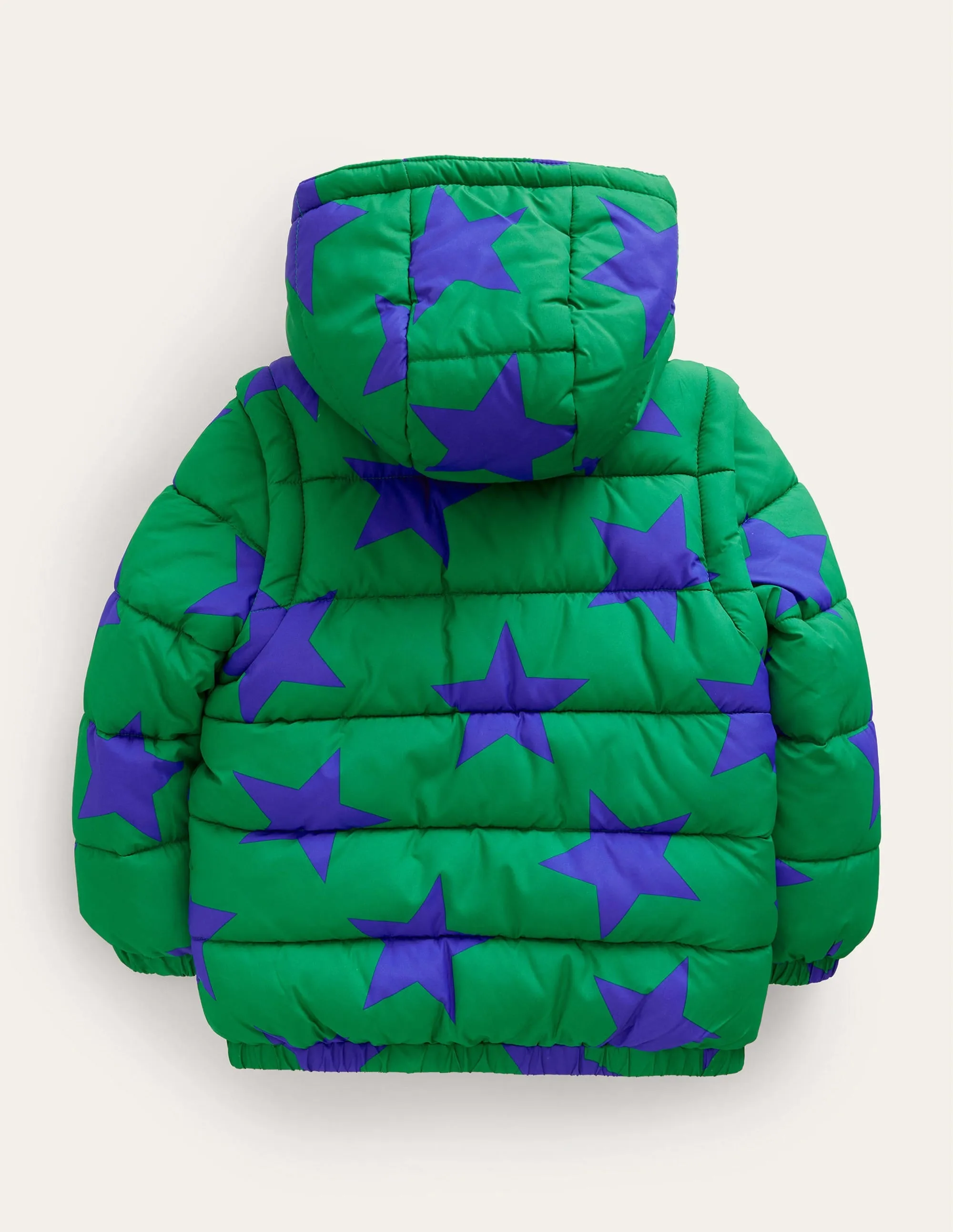 2-in-1 Padded Coat-Deep Green Star