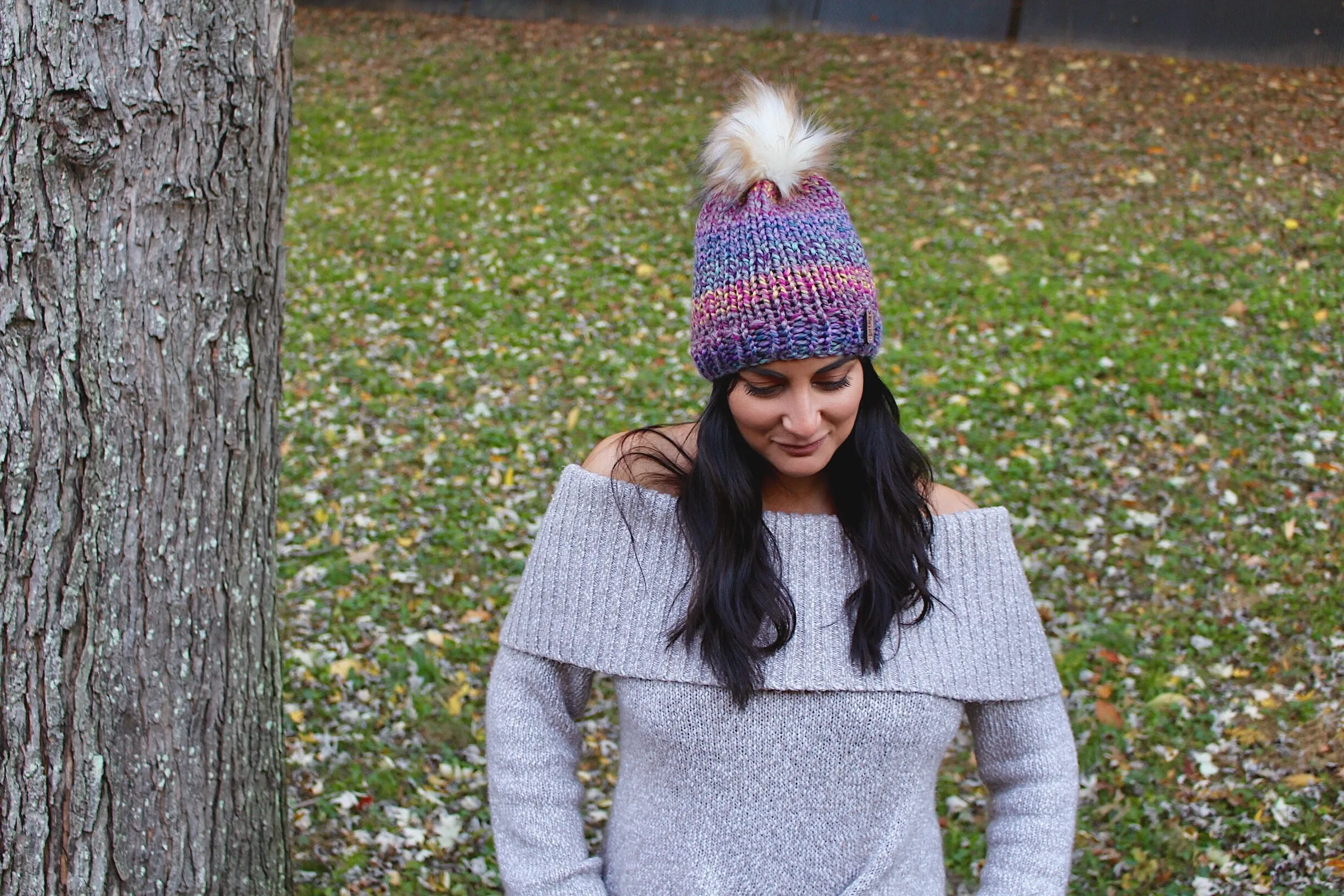 Adult Knitted Beanie with Faux Fur Pom Pom // The Kennebec