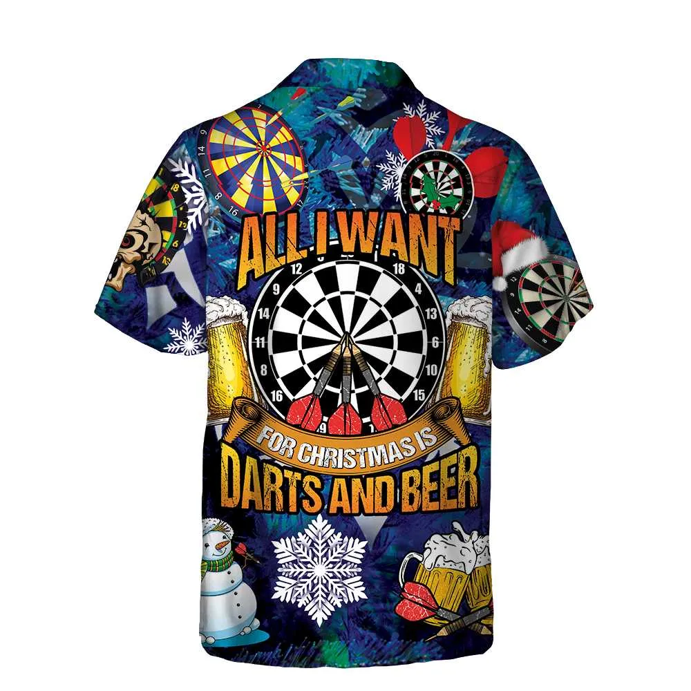 All I Want For Christmas Is Darts And Beer Hawaiian Shirt, Funny Christmas Shirt For Men, Best Xmas Gift Idea