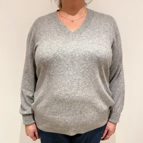 Ash Grey Cashmere V Neck Jumper Extra Extra Extra Large