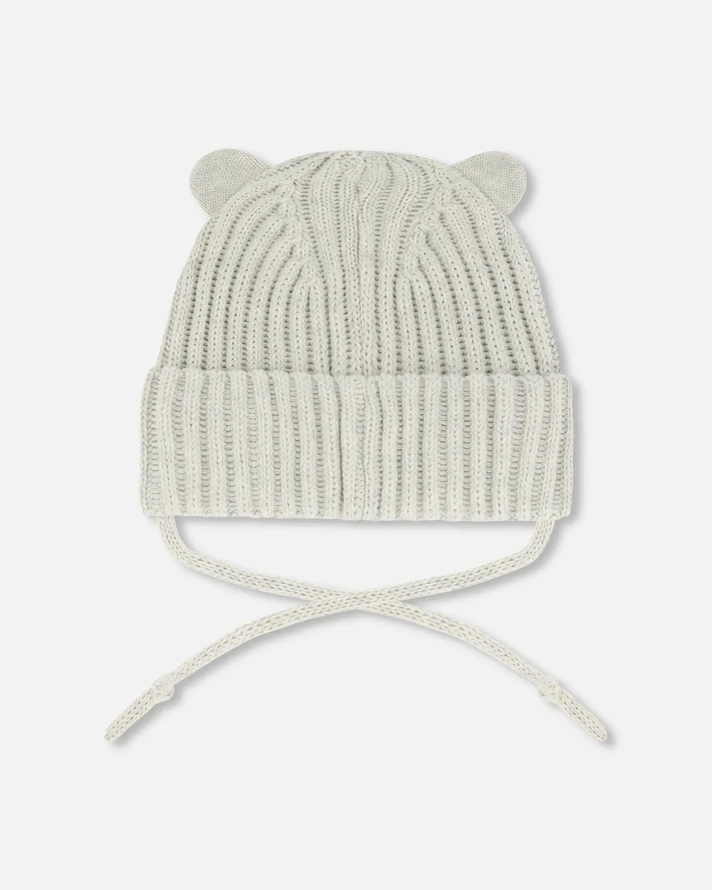 Baby Knit Hat With Strings Off-White