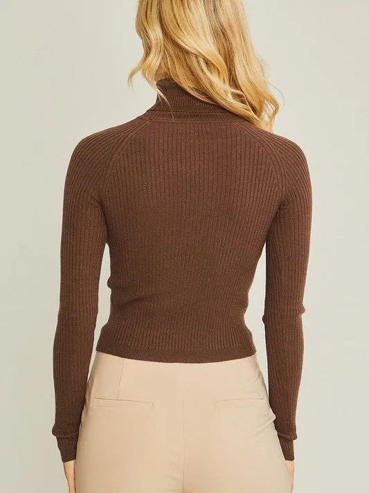 Back to Basics Turtleneck Ribbed Knit Sweater Top