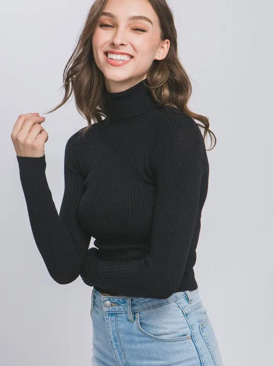 Back to Basics Turtleneck Ribbed Knit Sweater Top