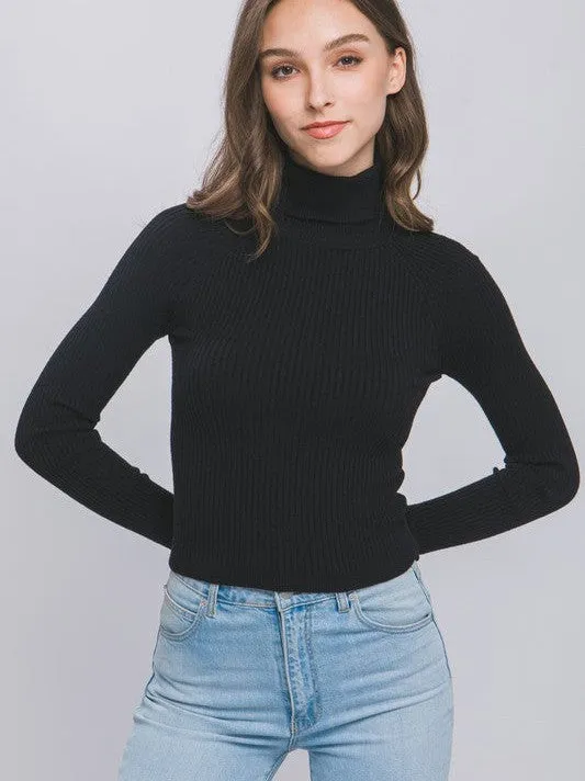 Back to Basics Turtleneck Ribbed Knit Sweater Top