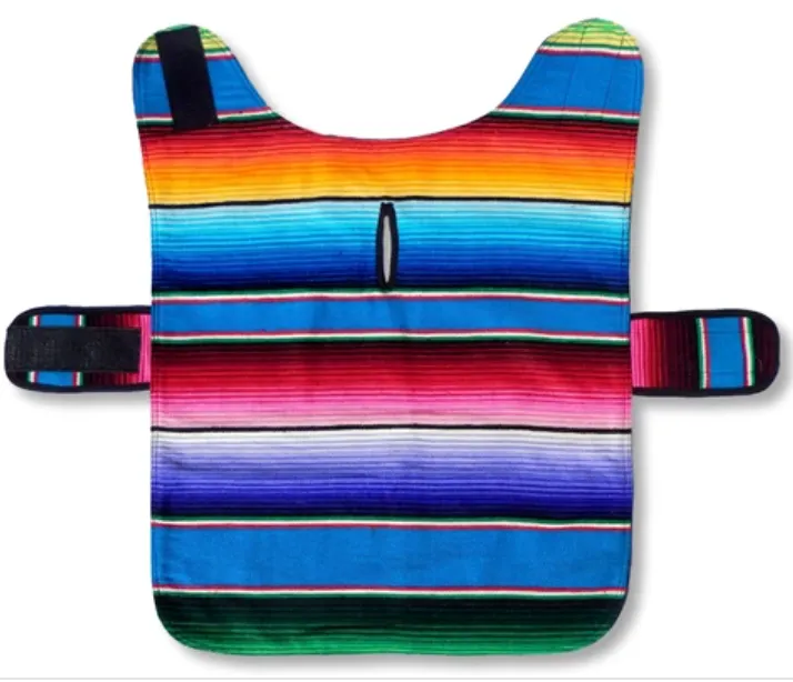 Baja Poncho Mexican Serape Blanket (Blue)