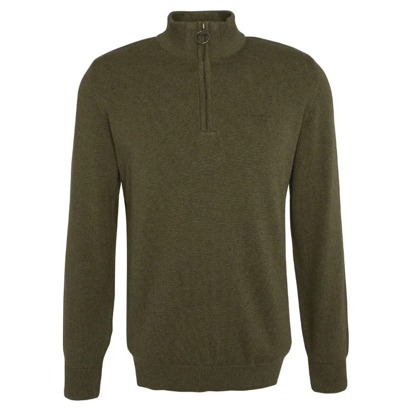 Barbour Cotton Half Zip Mens Jumper - Dusty Olive