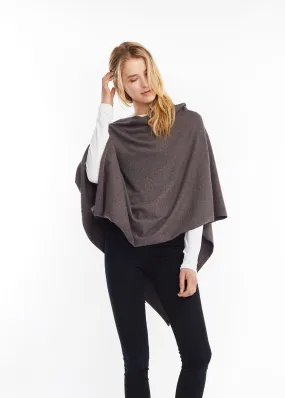 Basic Solid Soft and Easy Poncho - Charcoal