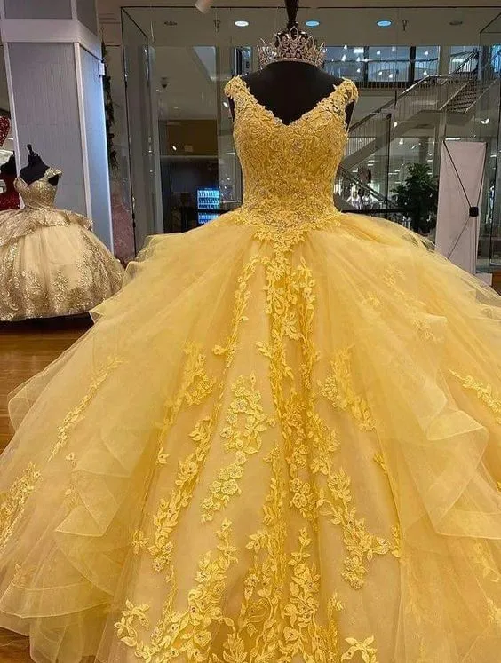 Beautiful Yellow Long Formal Gown,Ball Gown Party Dresses Evening Dresses      fg2093