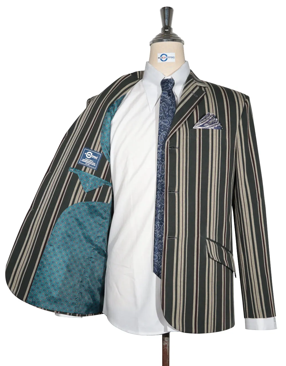 Boating Blazer - Olive Green and Khaki Striped Blazer