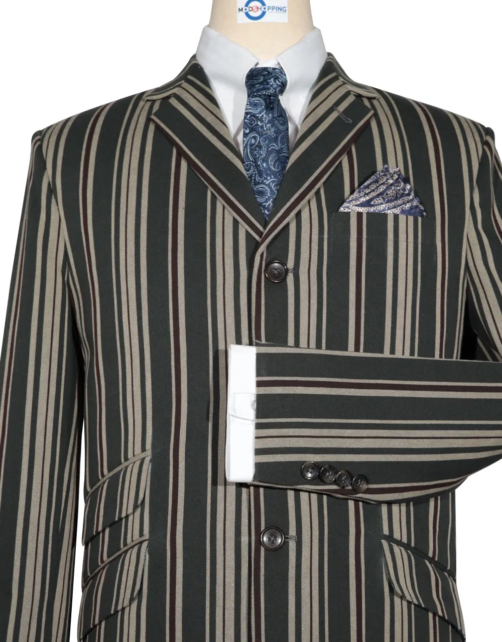 Boating Blazer - Olive Green and Khaki Striped Blazer