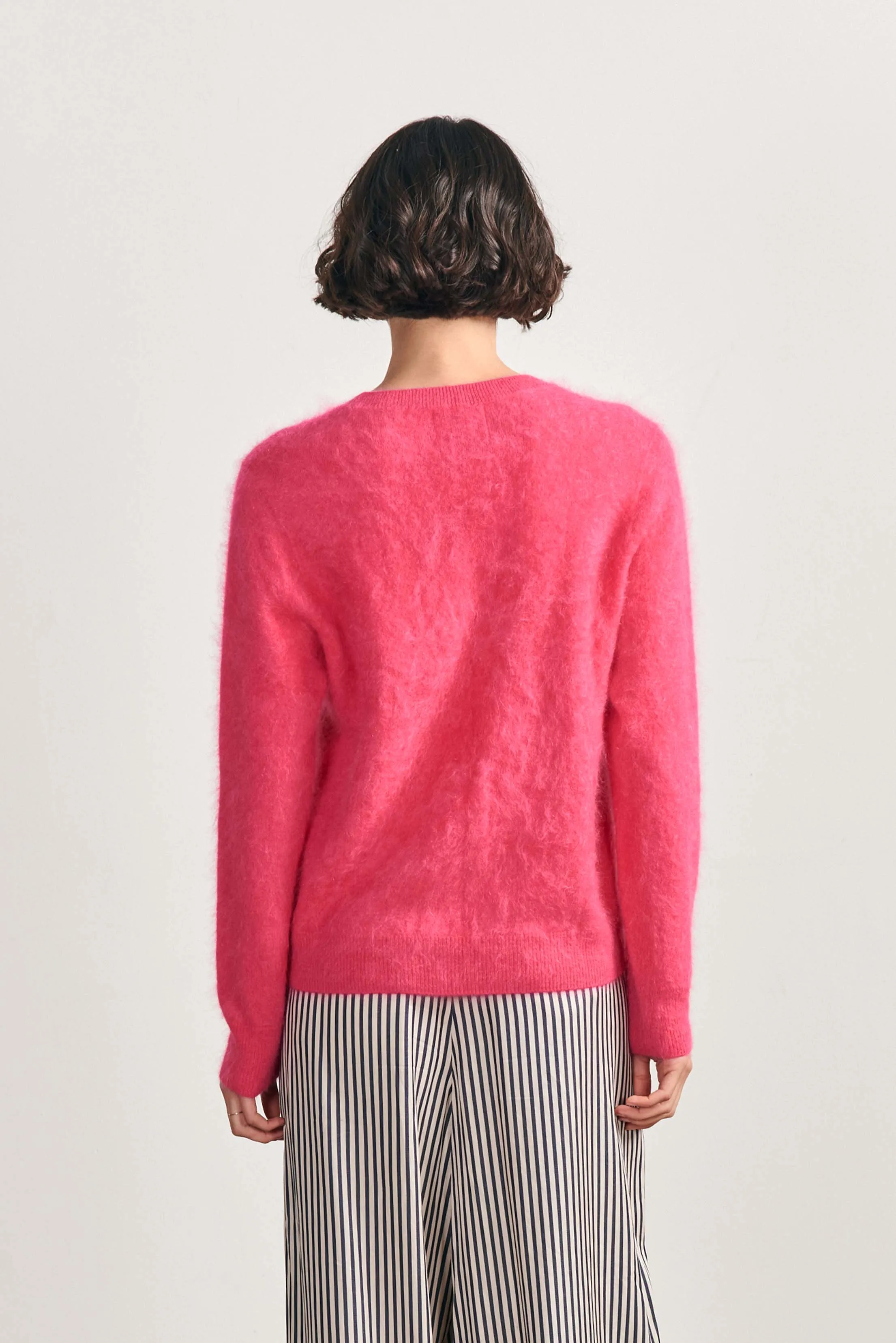 Brushed Cashmere Crew in Watermelon