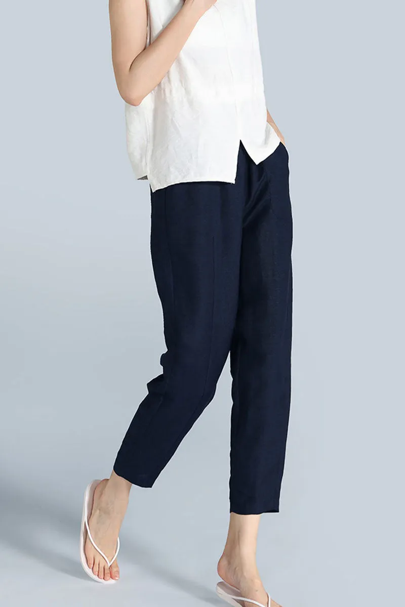 casual linen long pant women c3872