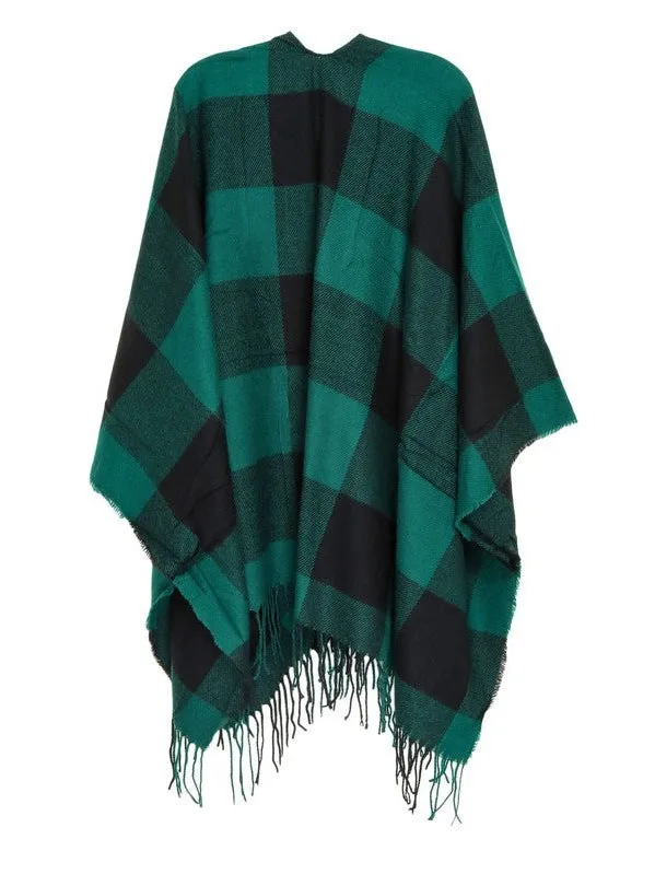 Check Plaid Ruana Poncho