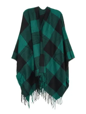 Check Plaid Ruana Poncho