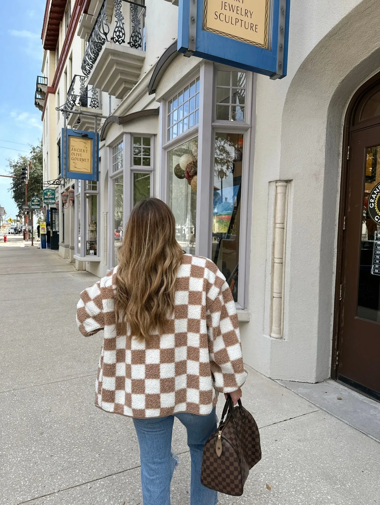 Checked Out Taupe Fleece Jacket