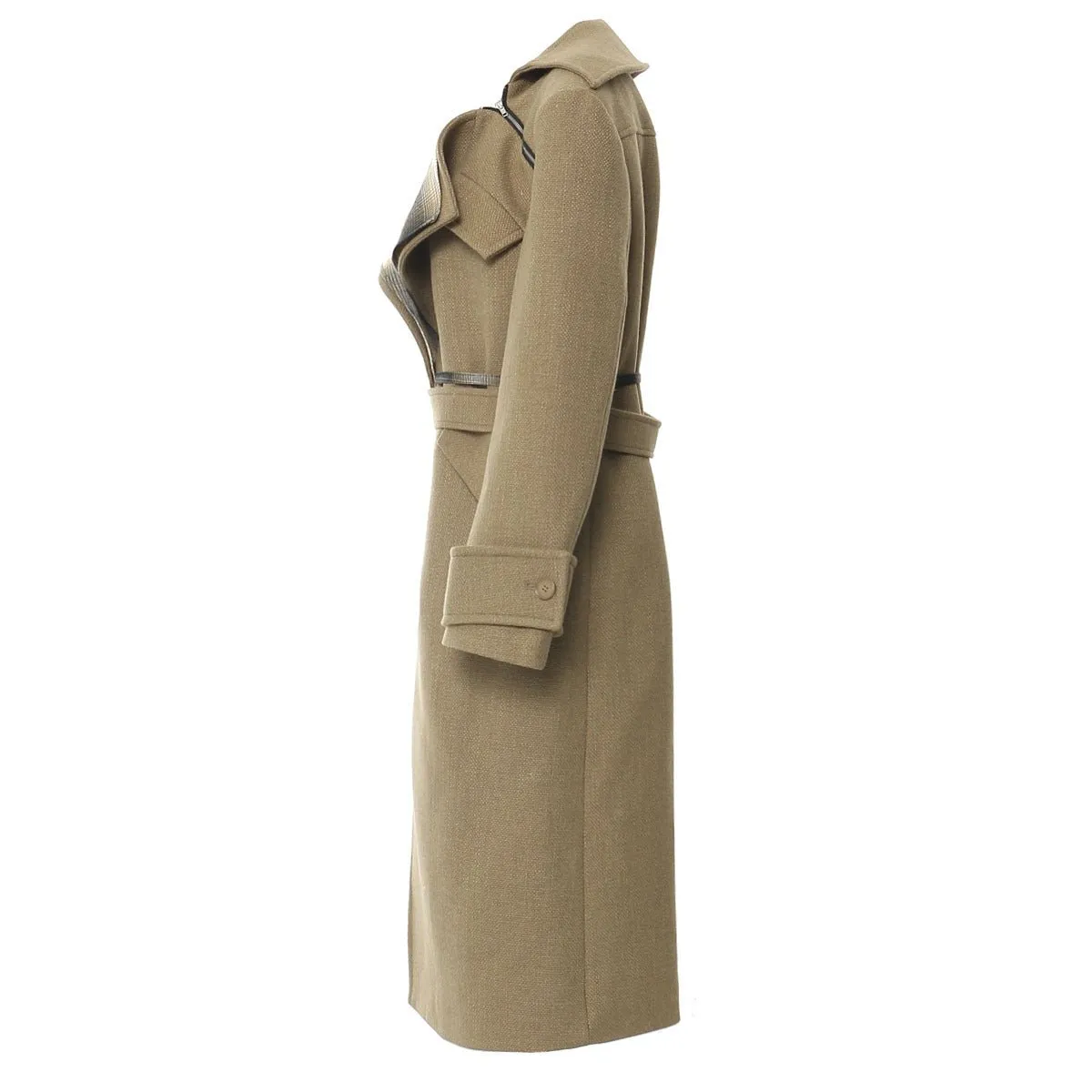 Chic Asymmetric Detachable Wool Trench Coat for Elegant Fall/Winter Looks