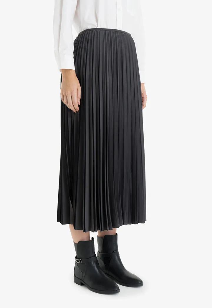 Choice Pleated Midi Skirt Dark Grey