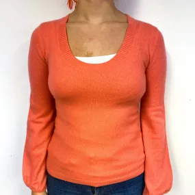 Coral Pink Cashmere Scoop Neck Jumper Small