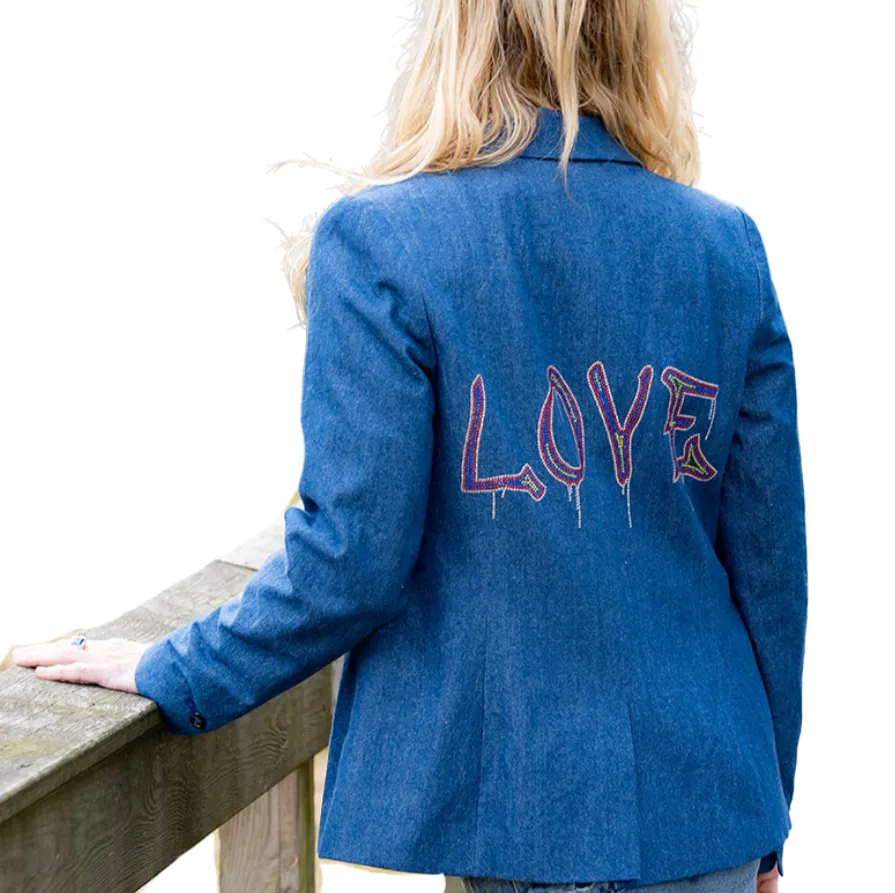 Crystals Love Drip Blazer  - Denim