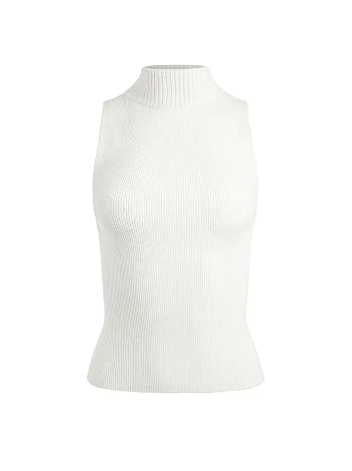 Darcey Turtleneck Sweater Tank - Ecru