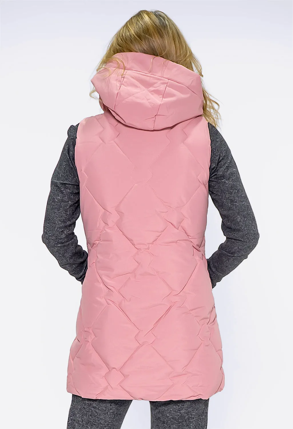 Dusty Pink Hooded Gilet