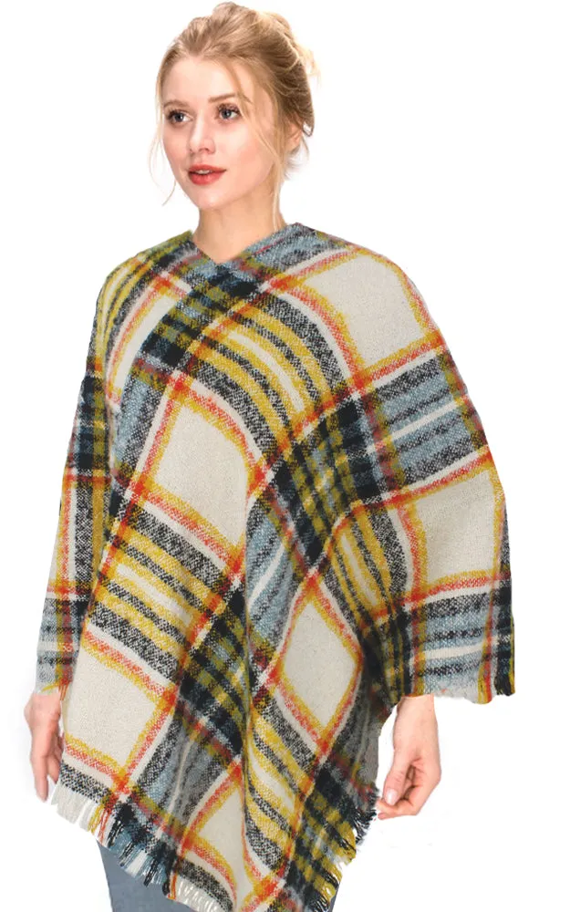 EAP9787 Plaid Woven Poncho