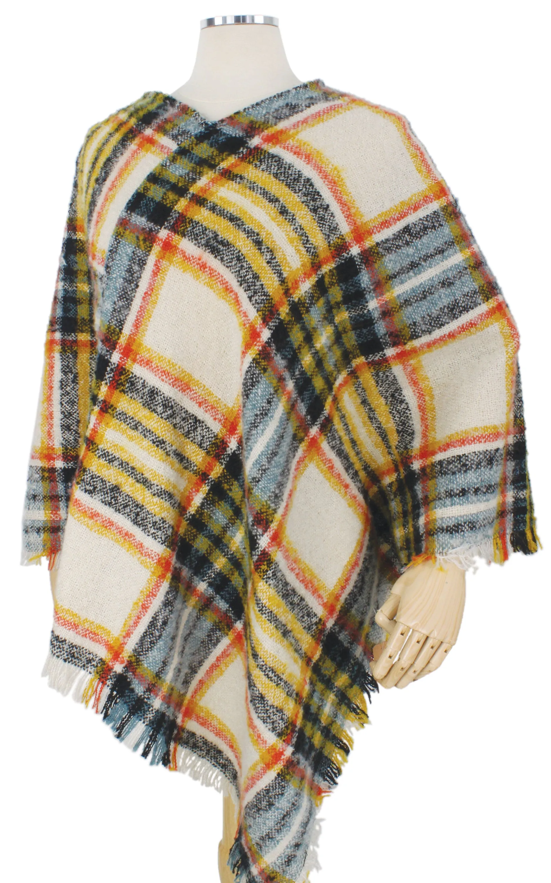 EAP9787 Plaid Woven Poncho