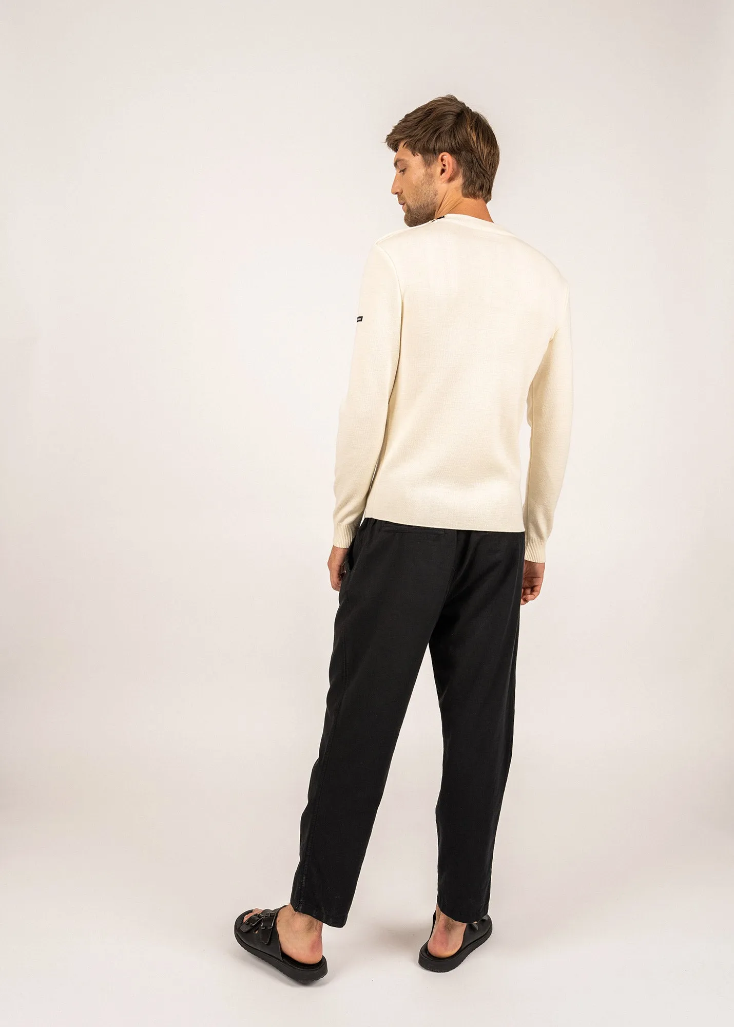 Estran wool sailor jumper - in thin knit, shoulder buttoning (ECUME)