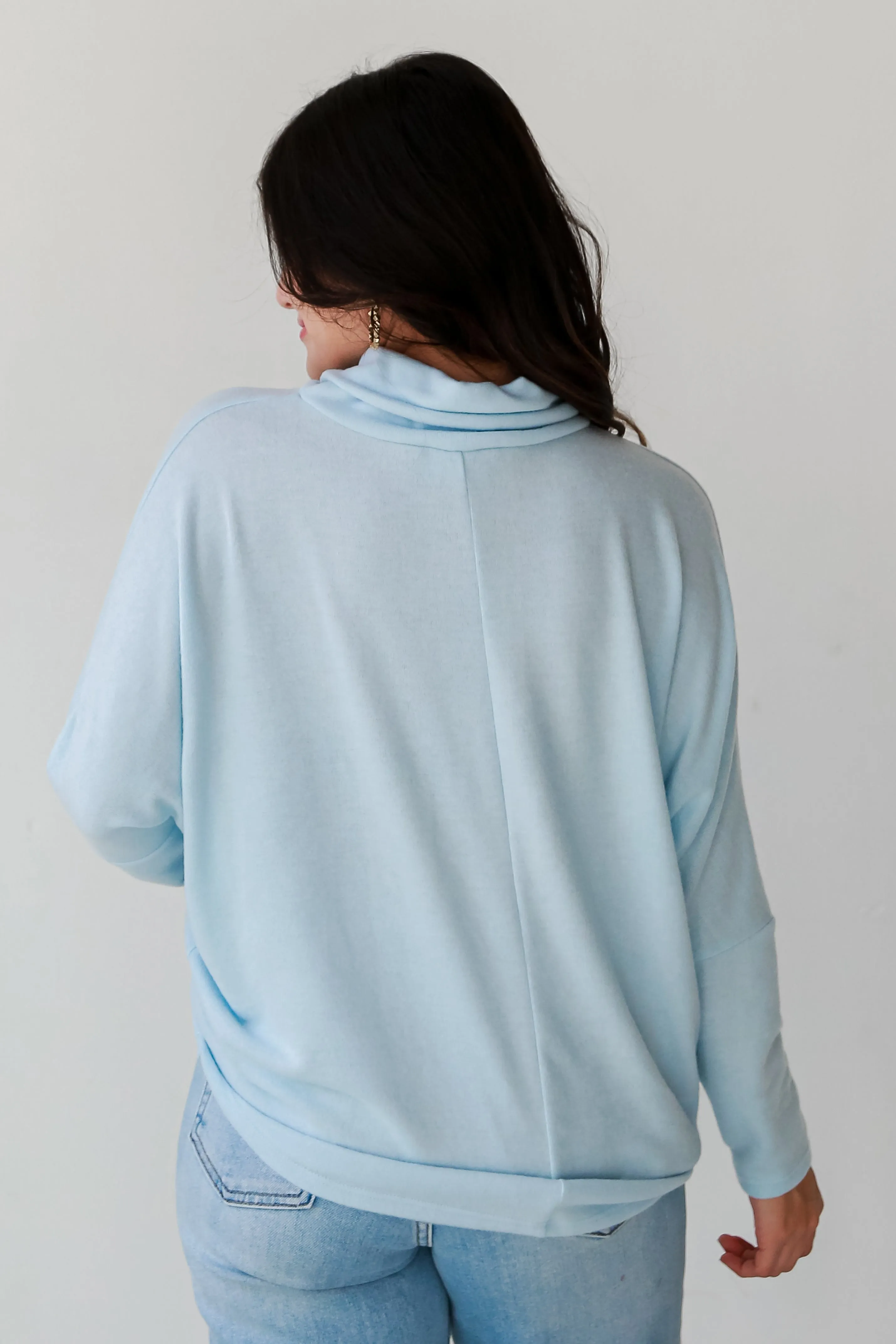 FINAL SALE - Natalie Light Blue Turtleneck Brushed Knit Top - DOORBUSTER