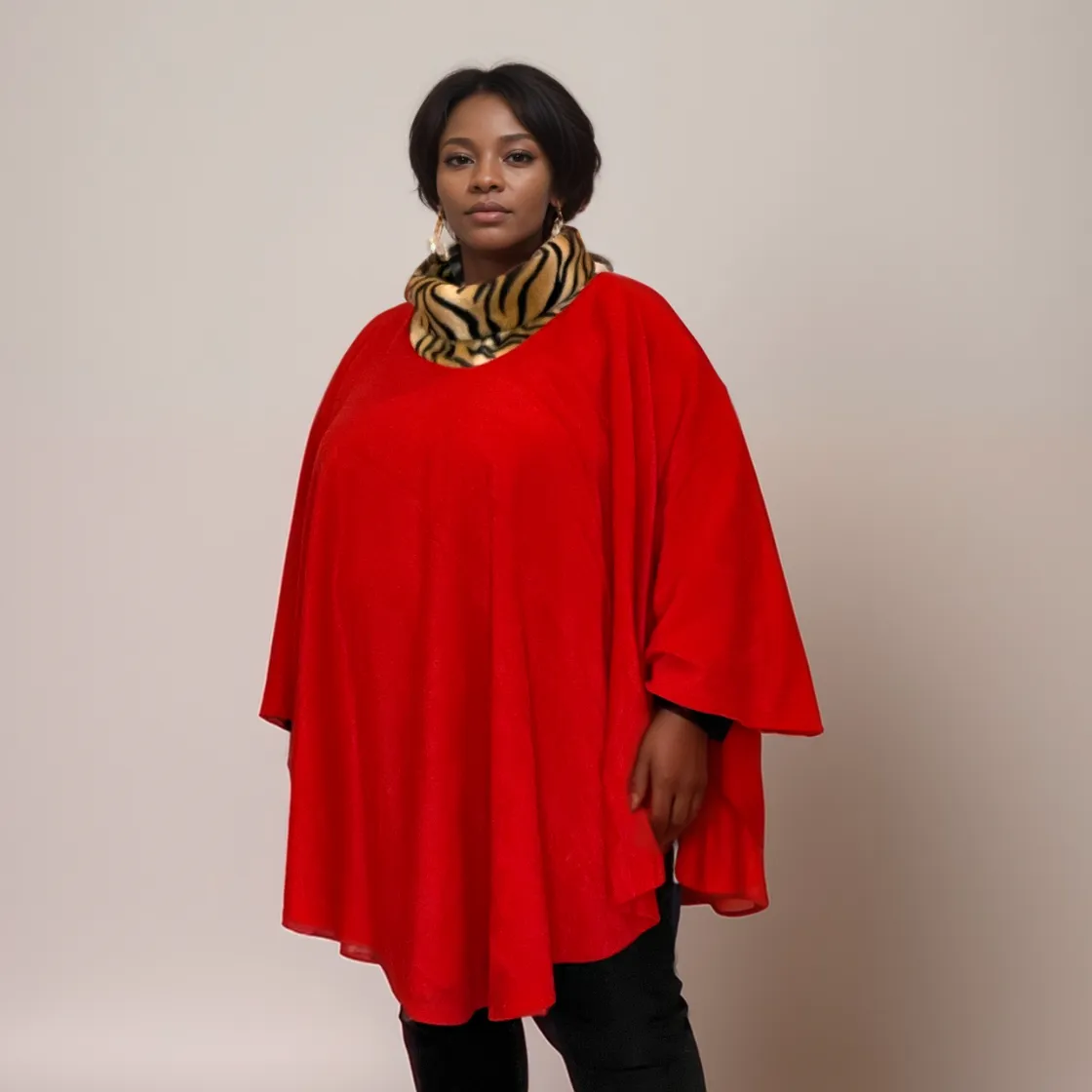 FLEECE POLO NECK OVERSIZED PONCHO / JUMPER