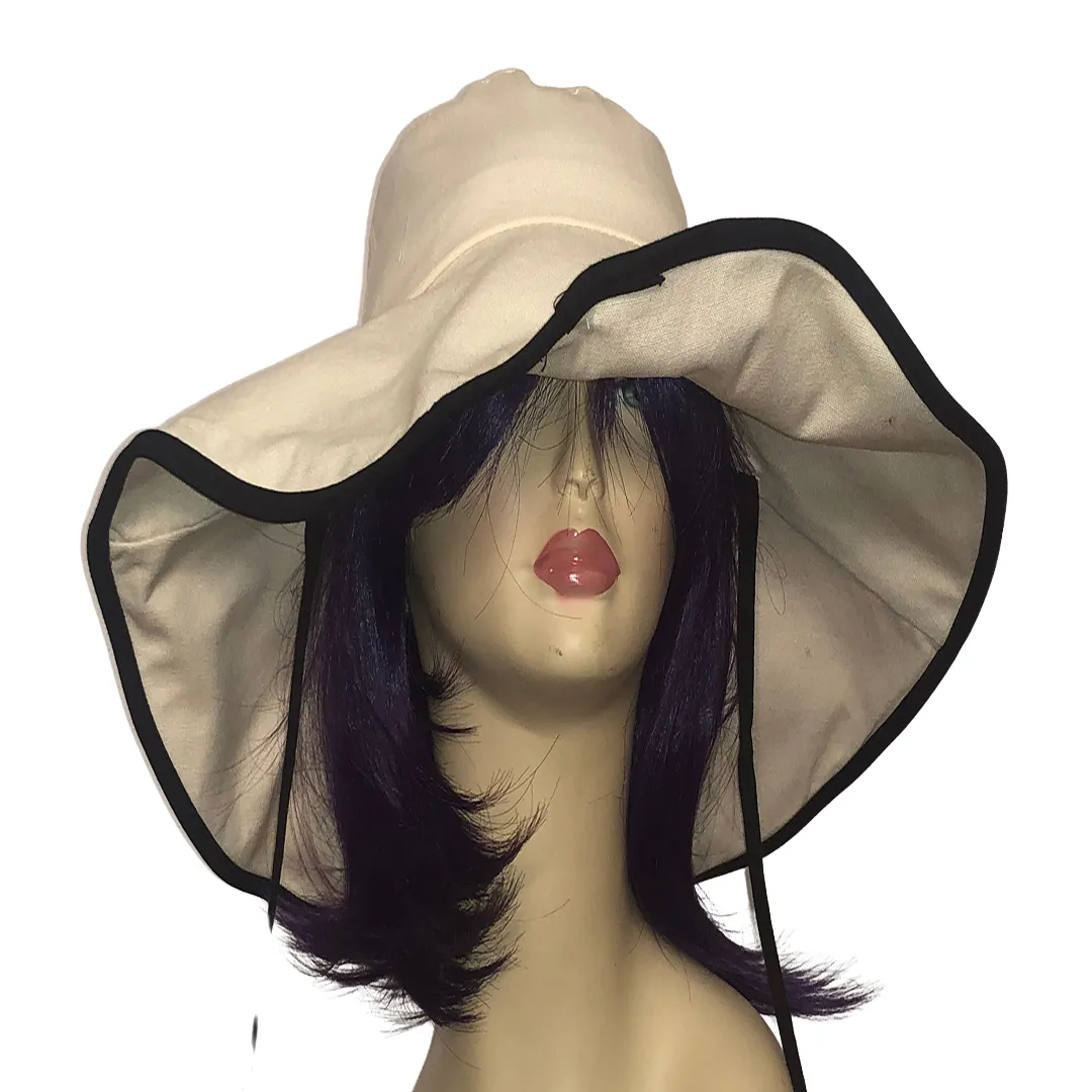 Floppy Sun Hat with Tie - Off White