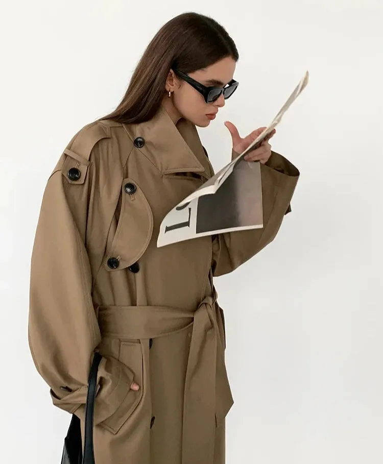 Gema Oversized Khaki Trench Coat