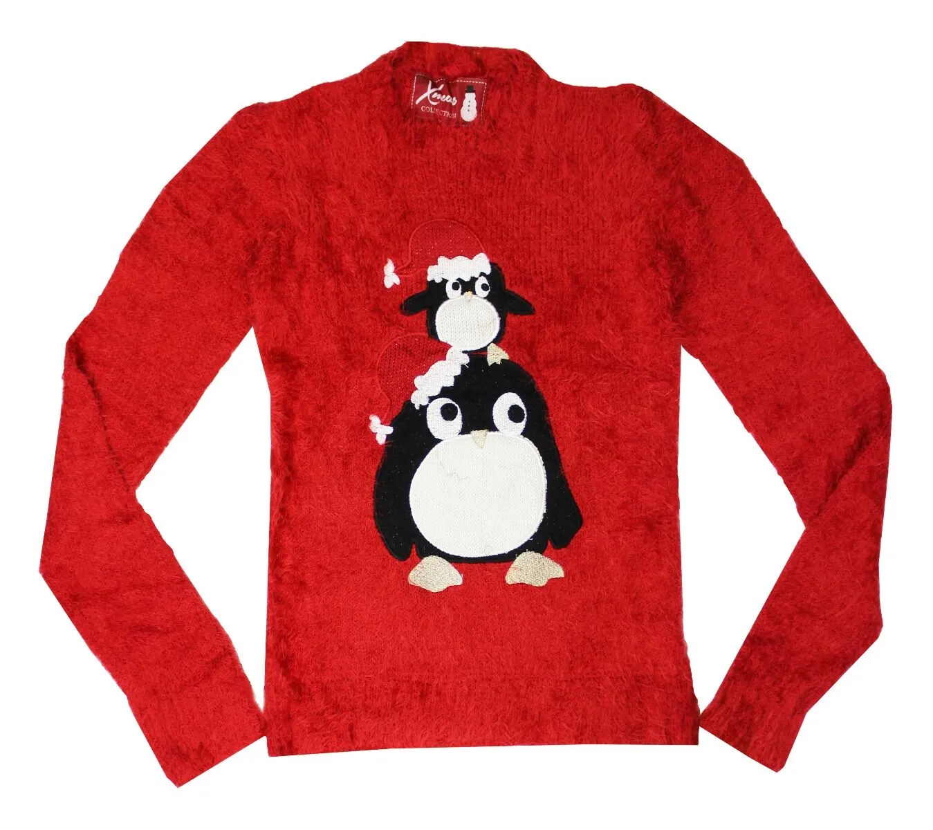 Girls Soft Fluffy Snowman Embroidery Long Sleeve Christmas Jumper