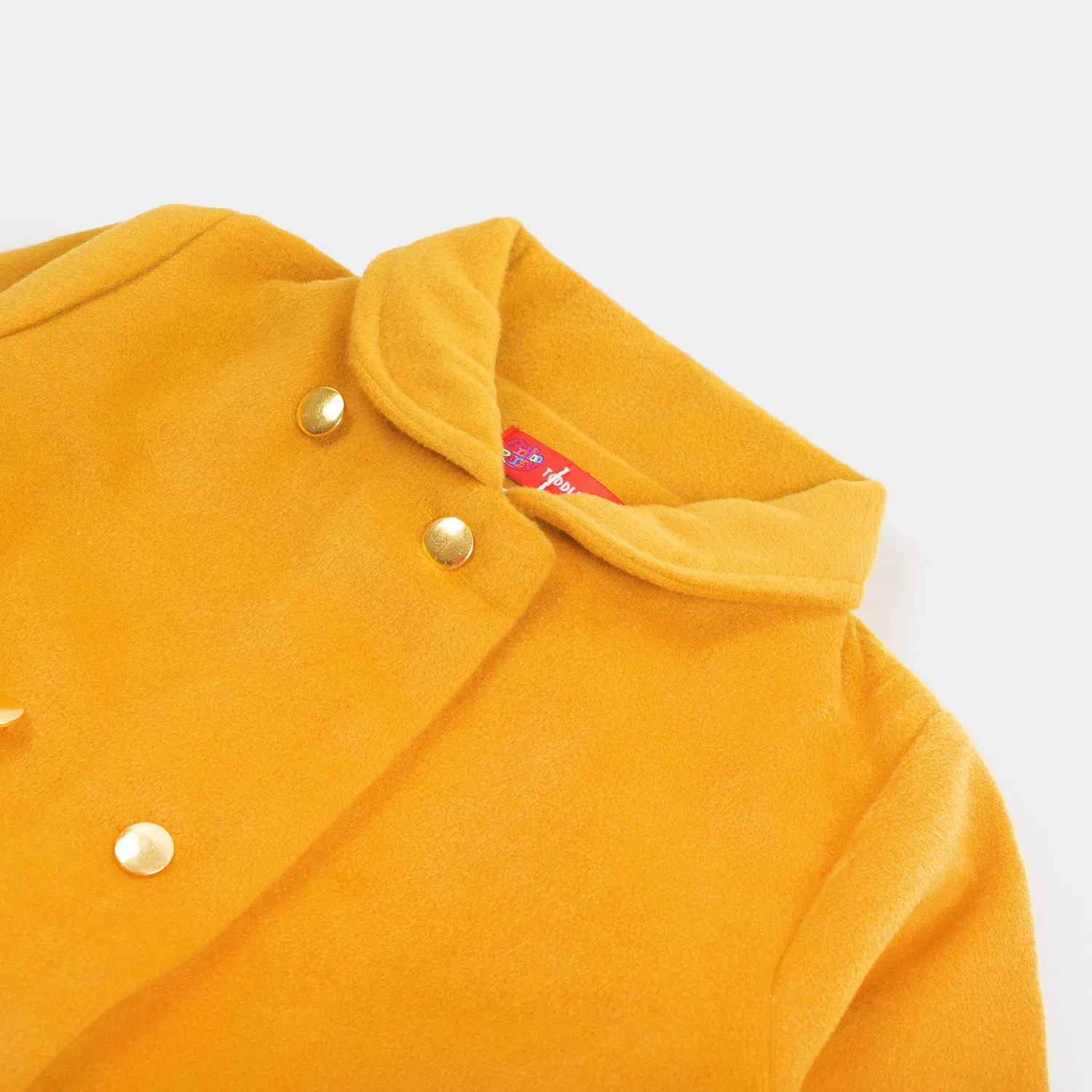 Girls Trench Coat Woolen - Mustard