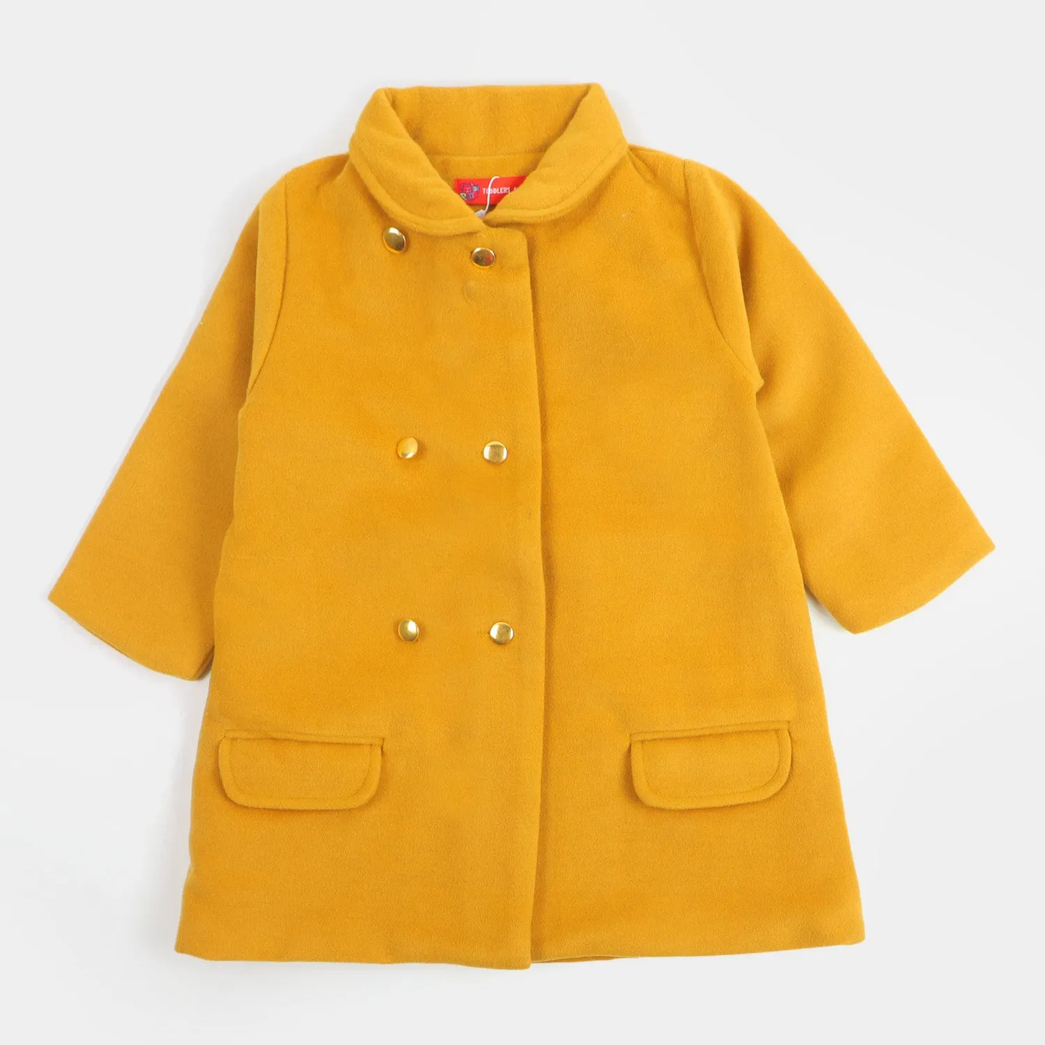 Girls Trench Coat Woolen - Mustard