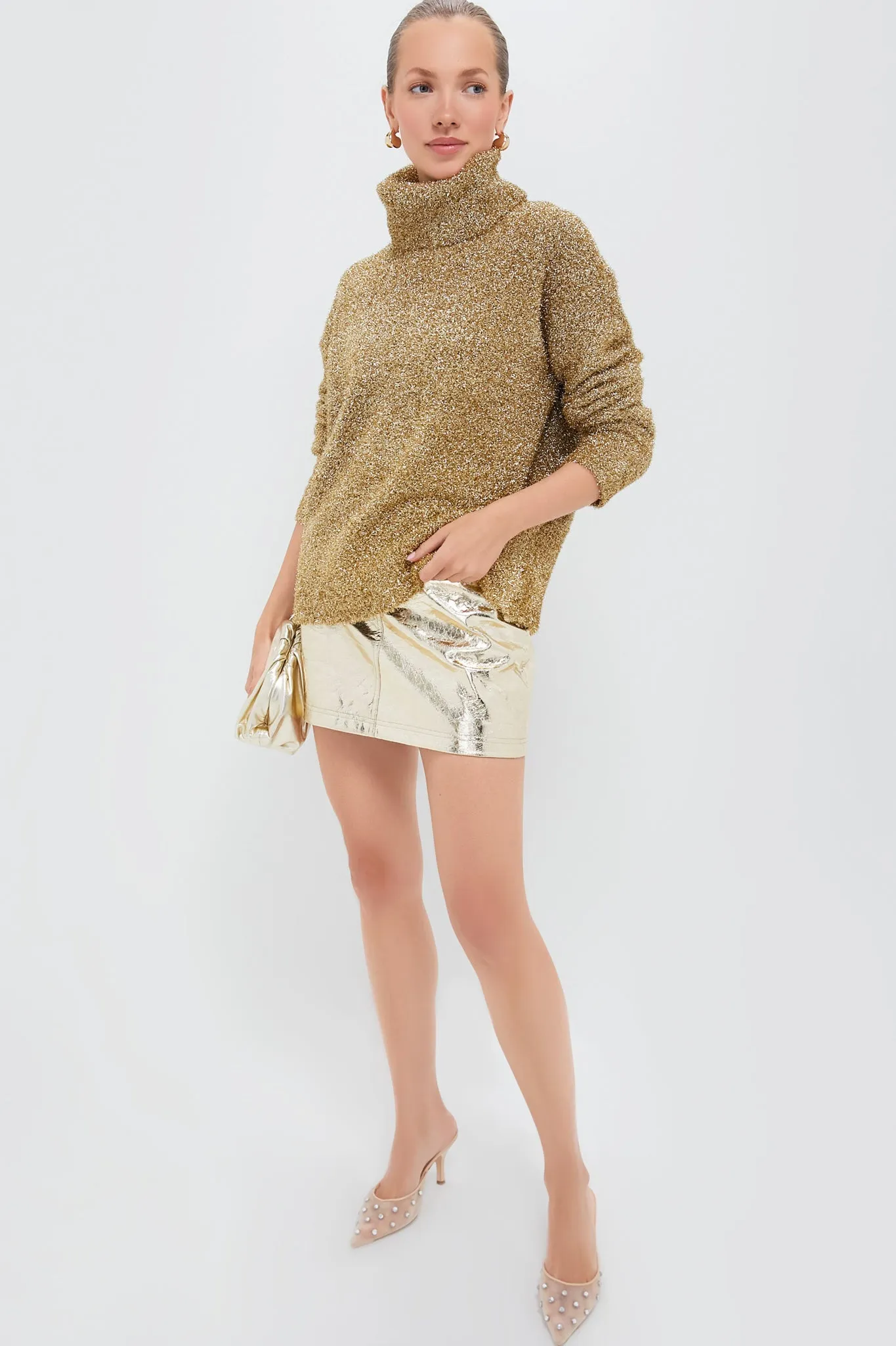 Gold Metallic Gretchen Turtleneck