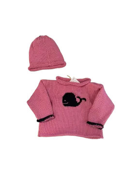 Hand Knit Whale Rollneck Sweater & Hat