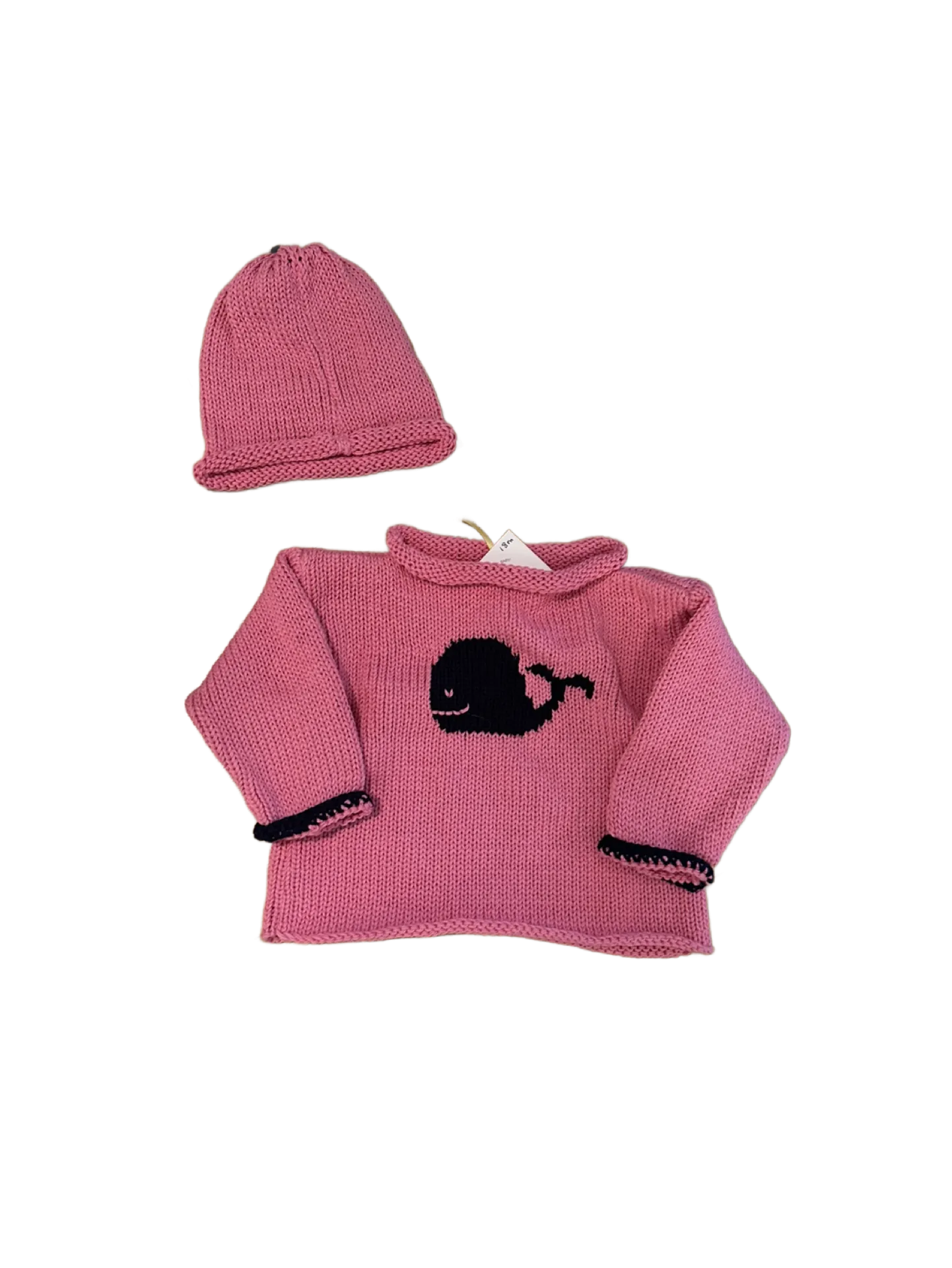 Hand Knit Whale Rollneck Sweater & Hat