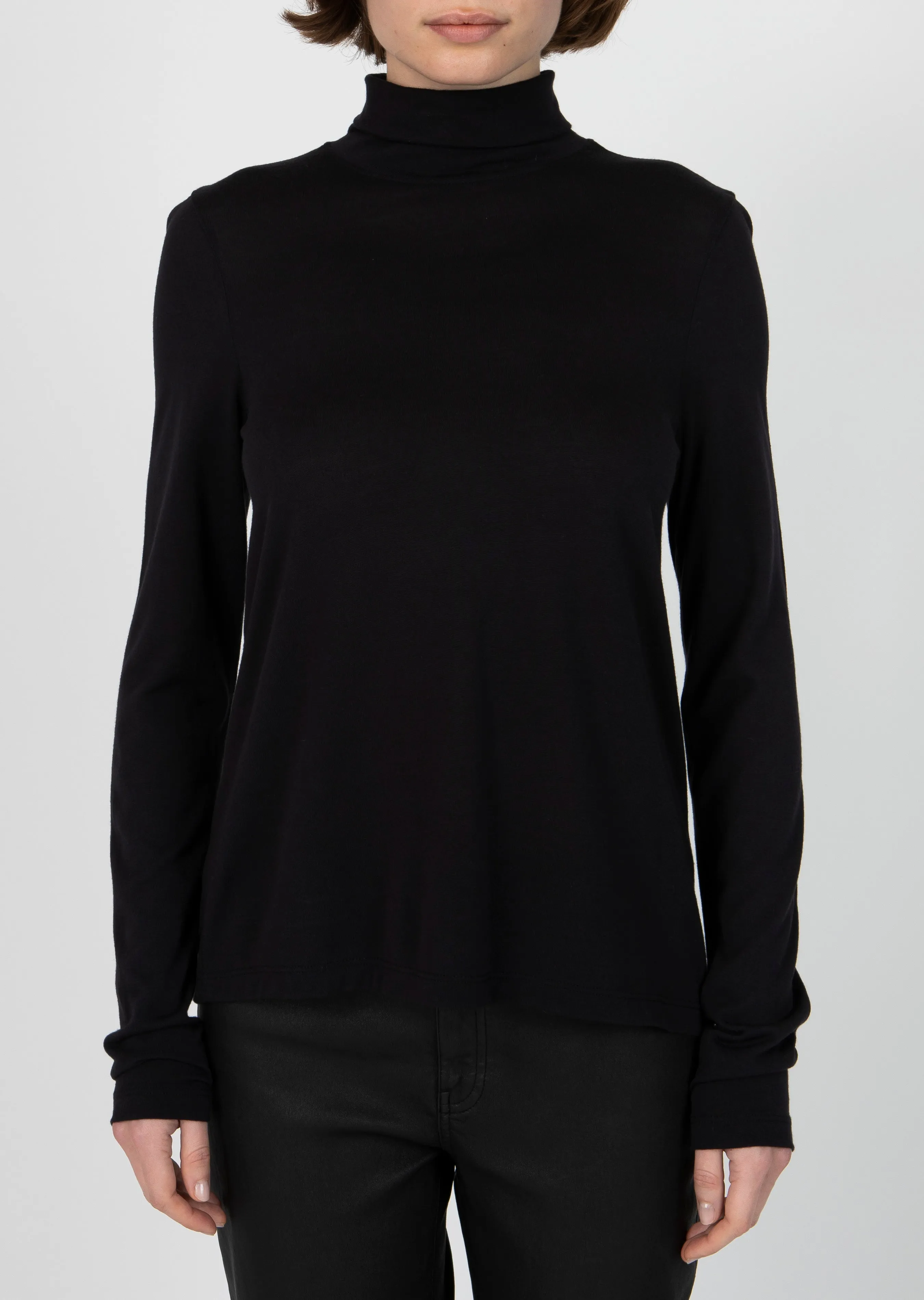 Heavy Modal Jersey Long Sleeve Turtleneck Top