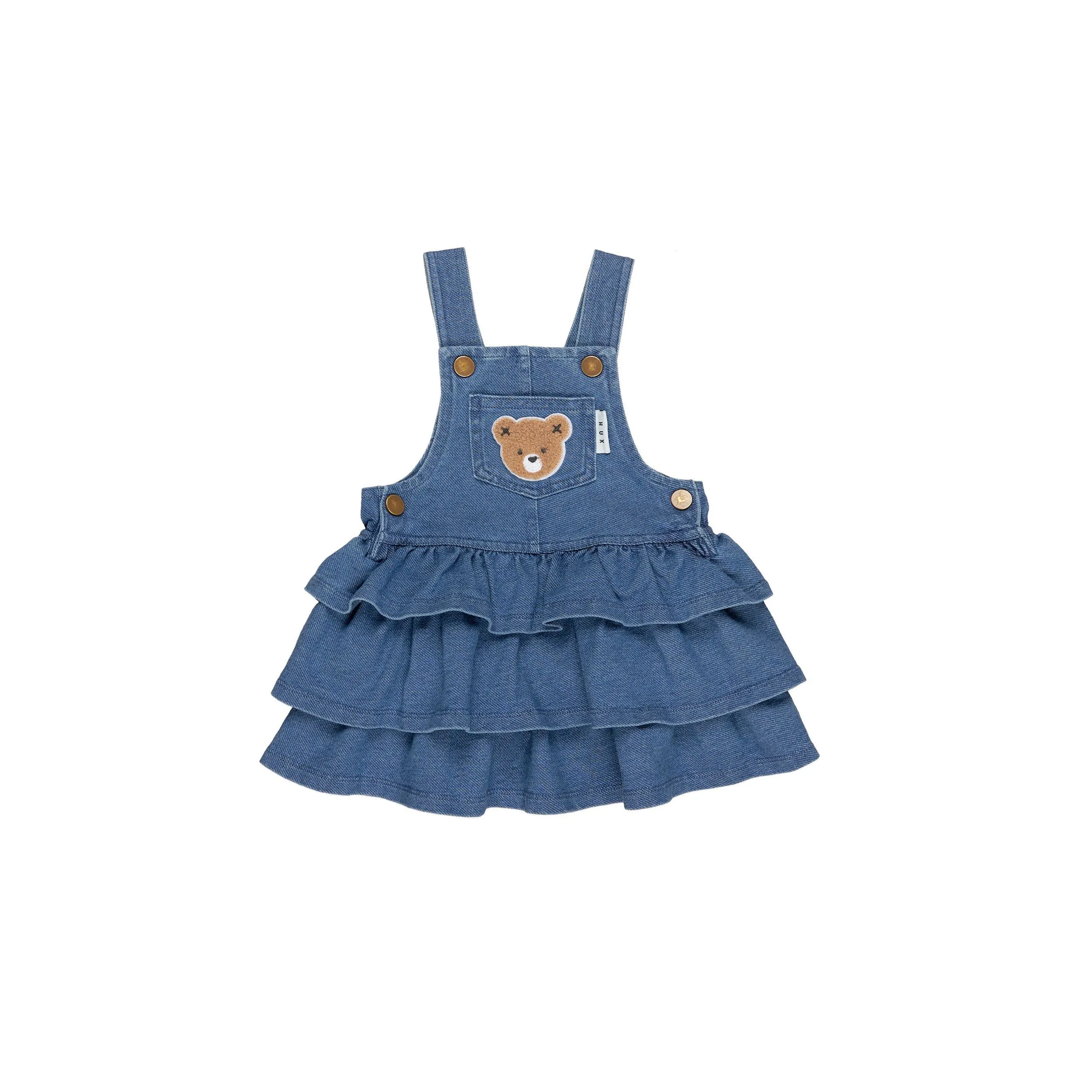 Huxbaby  Huxbear Knit Denim Overall Dress - denim blue