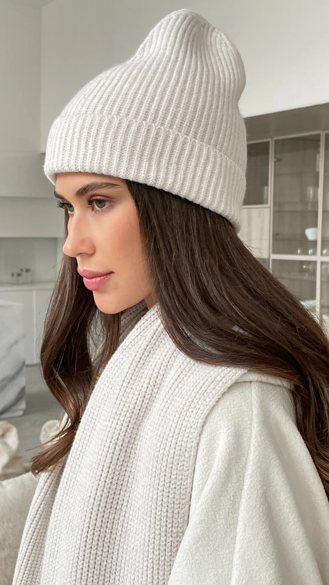 JANA KNITTED RIBBED HAT - IVORY