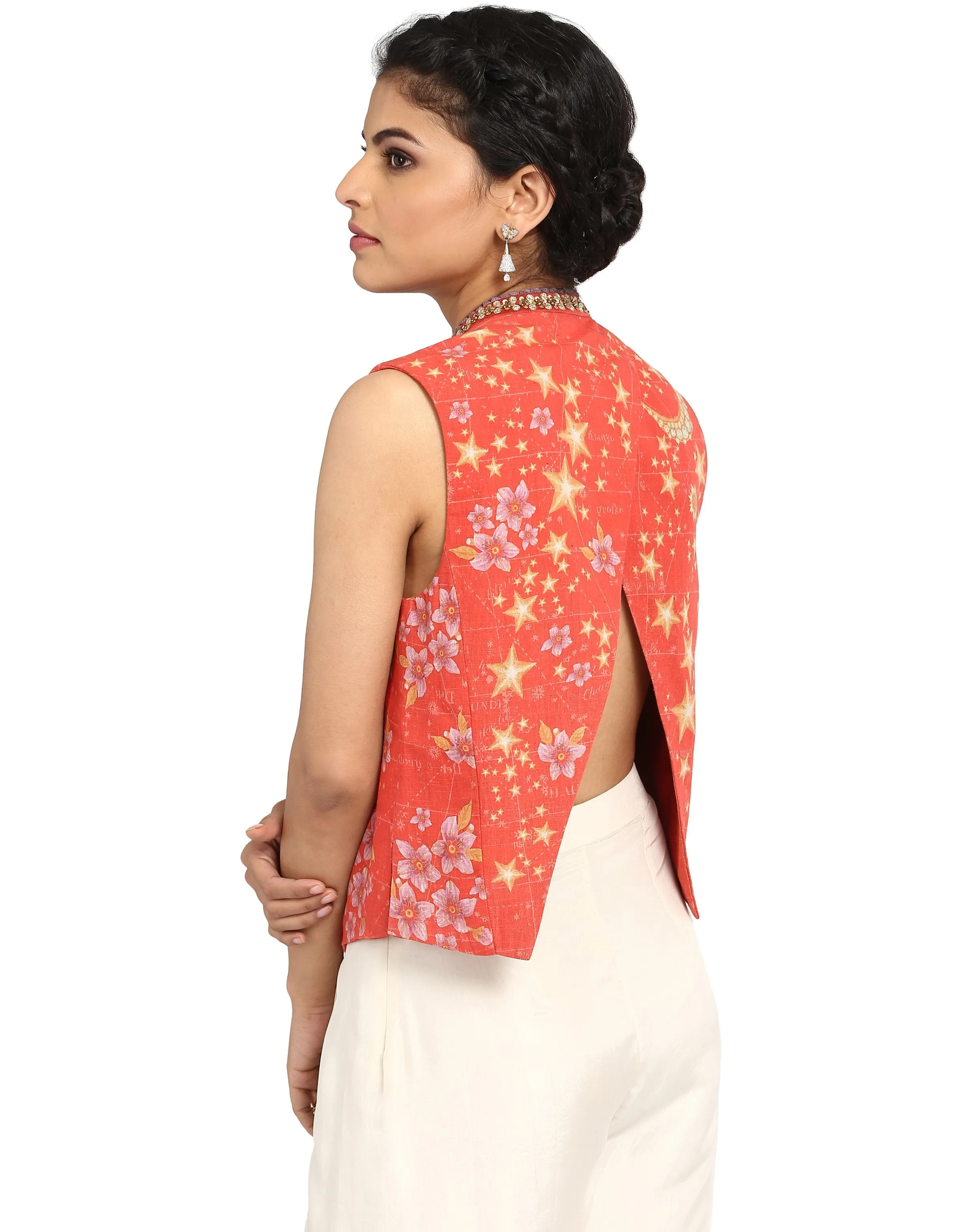 Khadi Gilet- Coral Pink