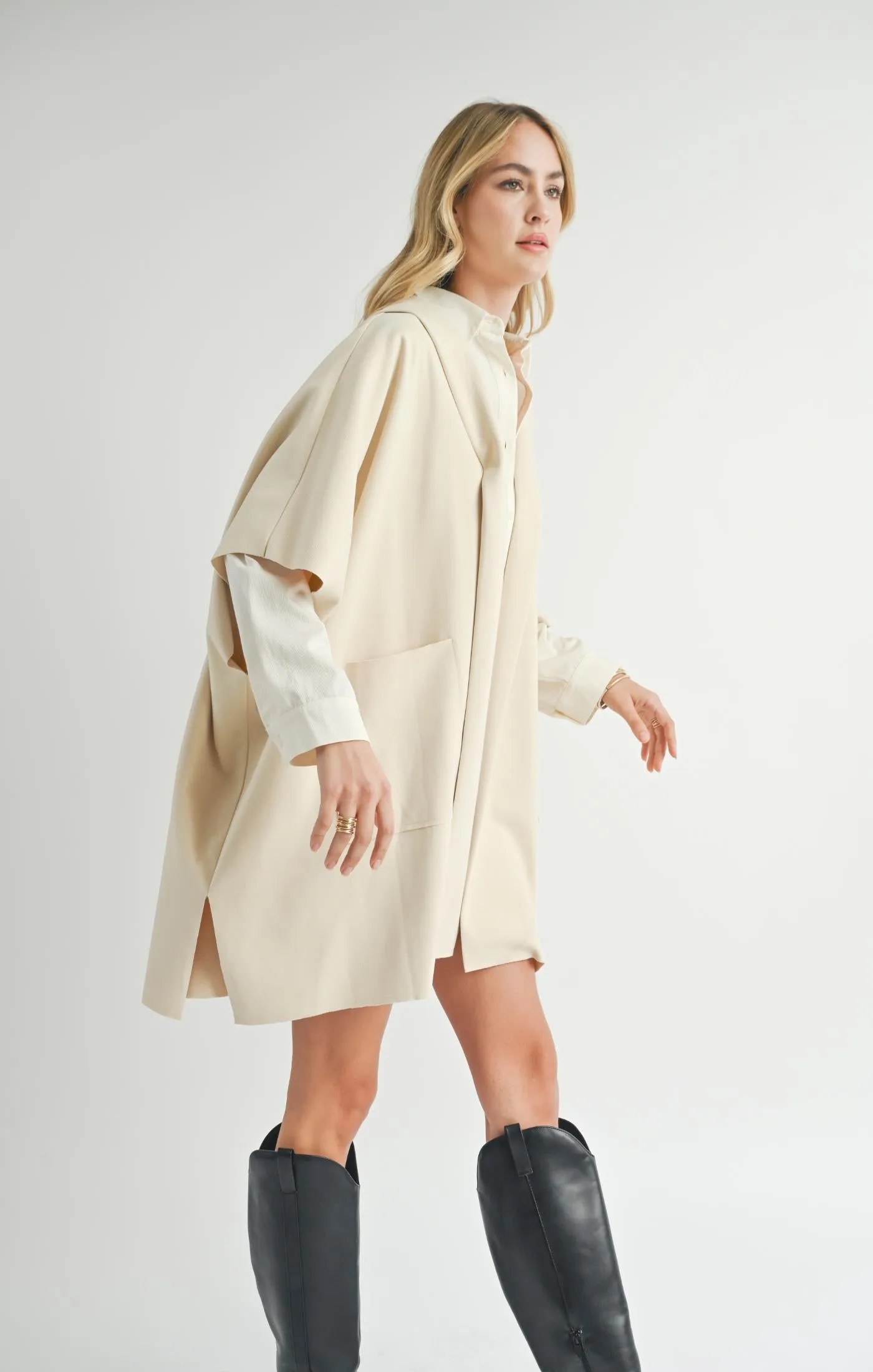 Lisha Belted Poncho | Cream