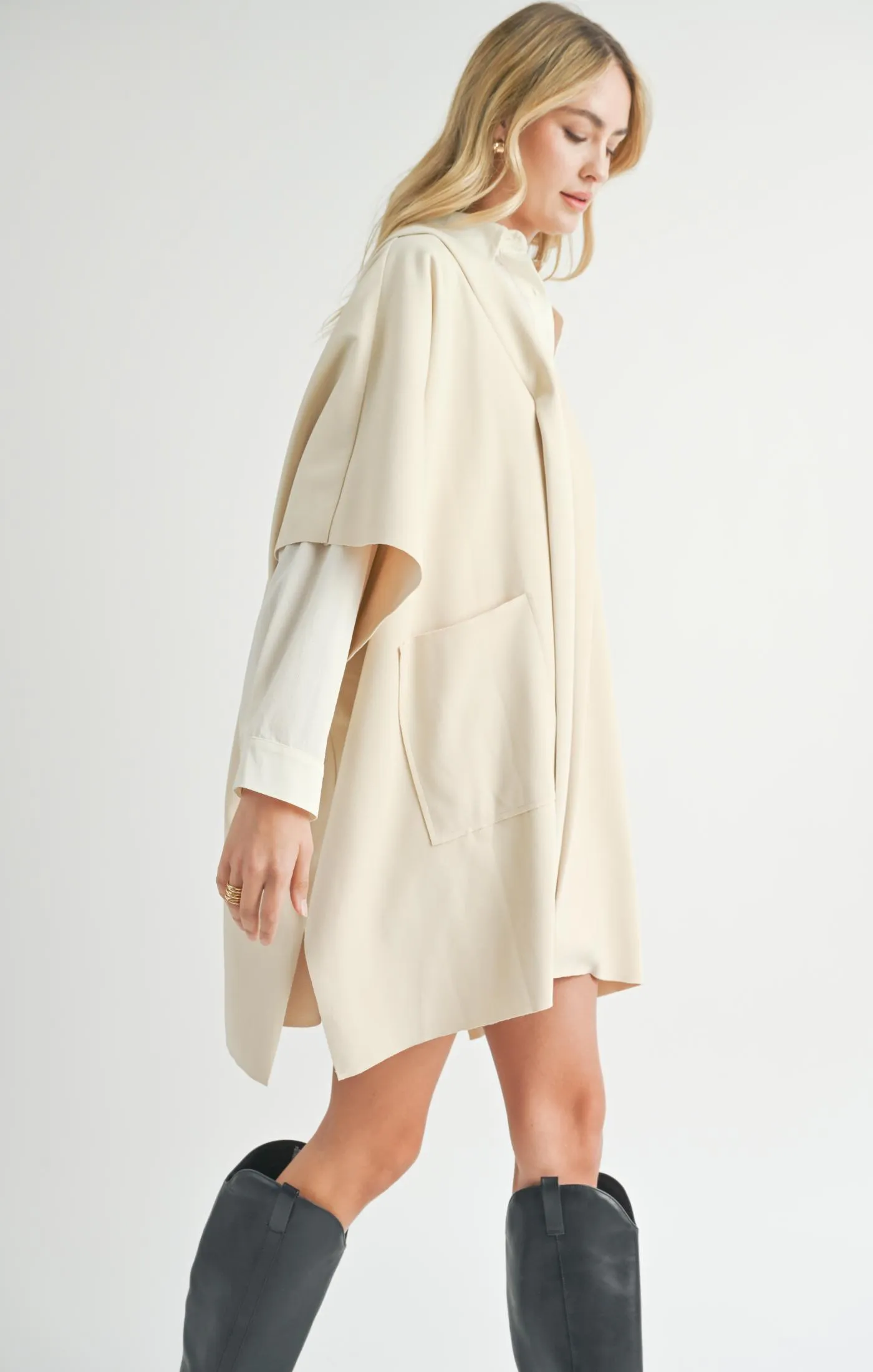 Lisha Belted Poncho | Cream